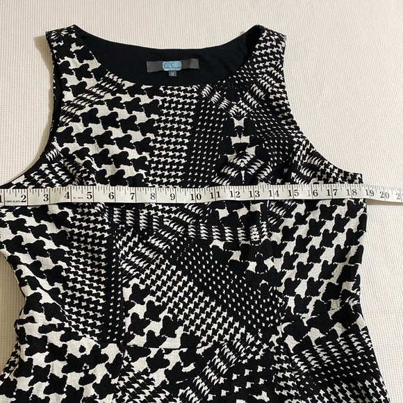 Eva Franco Houndstooth Print Sleeveless Ruffle Hem Dress Women Size 12 - Picture 7 of 11